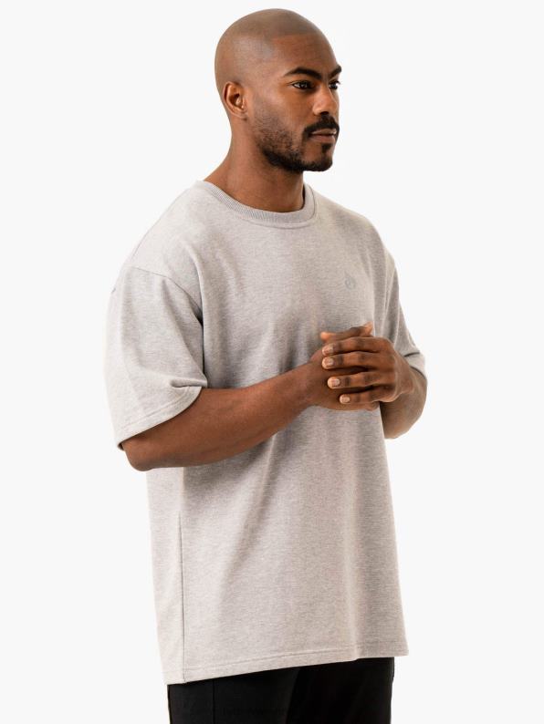 Ryderwear Throwback Oversized Fleece T-Shirt Grey Marl Men Clothing 4Z2T1260