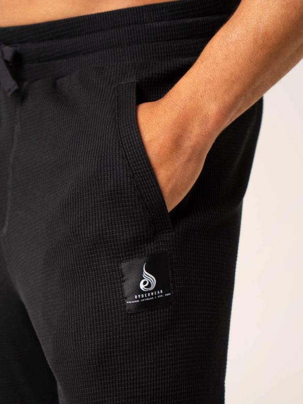 Ryderwear Waffle Lounge Pants Black Men Clothing 4Z2T1424