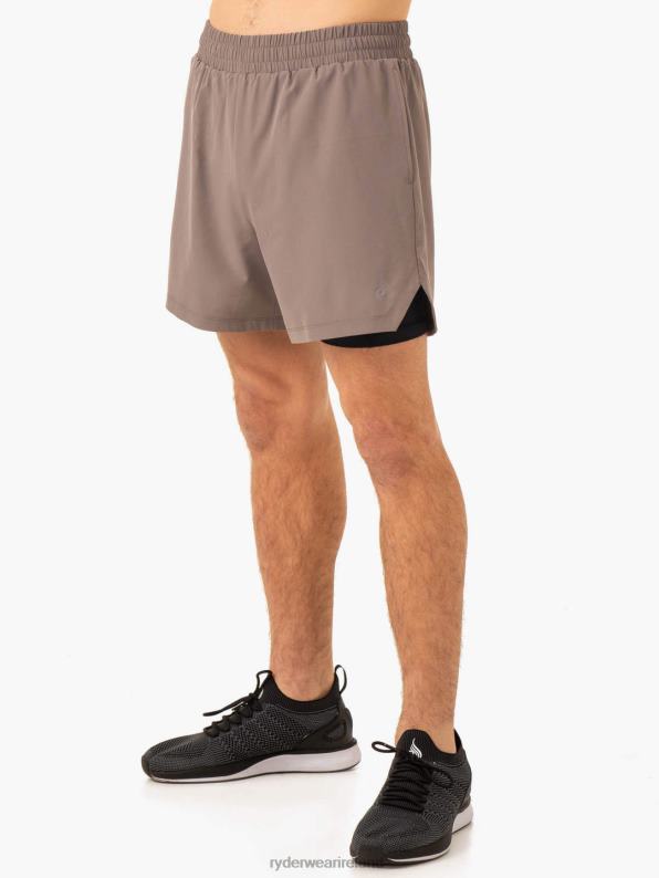 Ryderwear Pursuit 2 In 1 Training Shorts Taupe Men Clothing 4Z2T1170