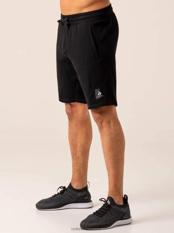 Ryderwear Waffle Lounge Shorts Black Men Clothing 4Z2T1135