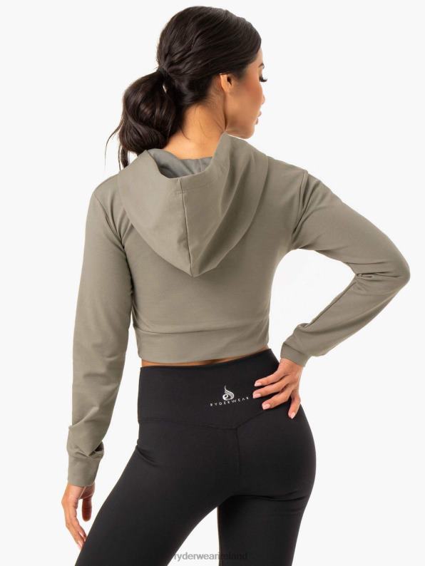 Ryderwear Hybrid Fitted Hoodie Khaki Women Clothing 4Z2T993