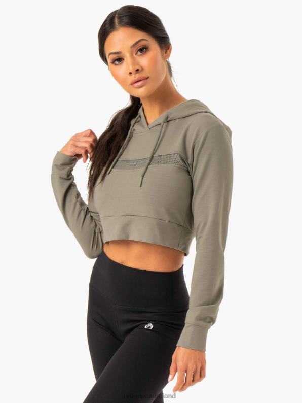 Ryderwear Hybrid Fitted Hoodie Khaki Women Clothing 4Z2T993