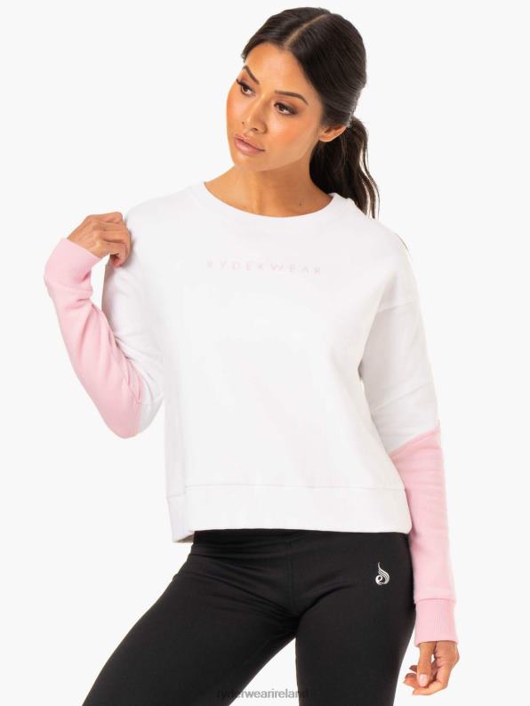 Ryderwear Hybrid Pullover Jumper White/Pink Women Clothing 4Z2T990