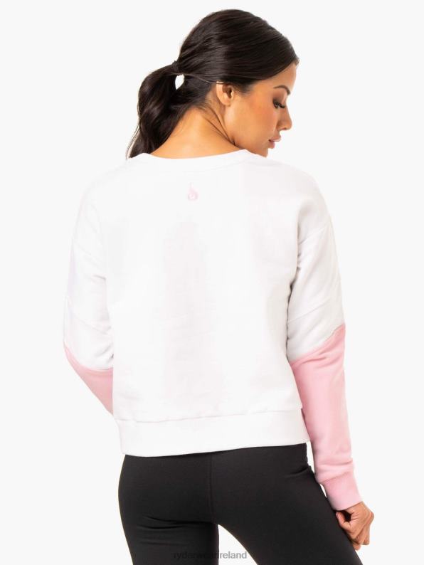 Ryderwear Hybrid Pullover Jumper White/Pink Women Clothing 4Z2T990