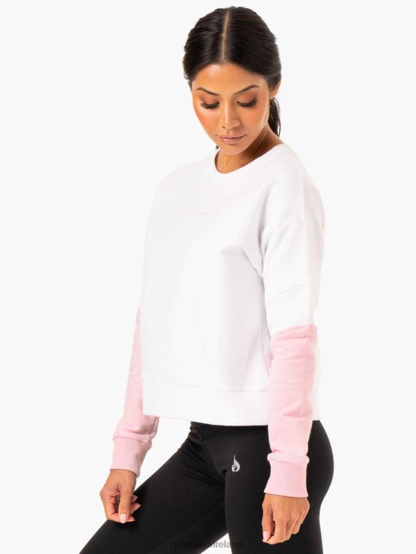 Ryderwear Hybrid Pullover Jumper White/Pink Women Clothing 4Z2T990