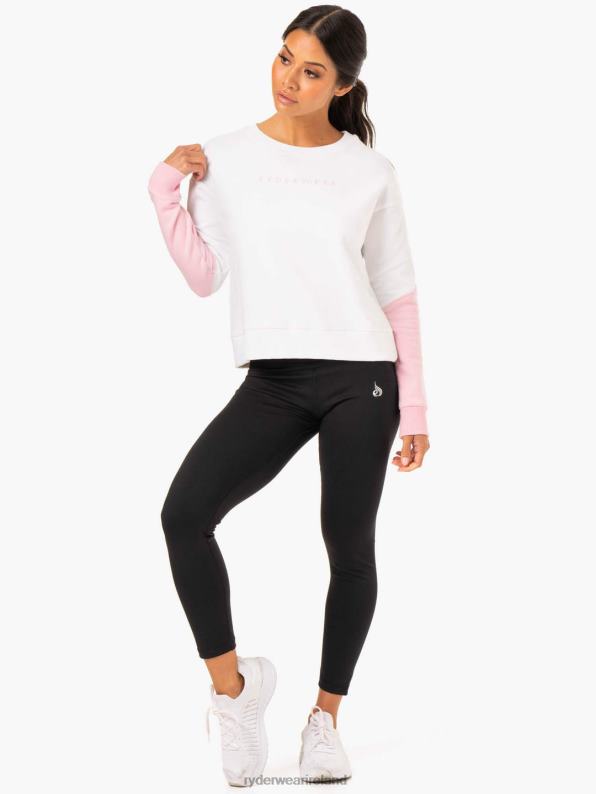 Ryderwear Hybrid Pullover Jumper White/Pink Women Clothing 4Z2T990