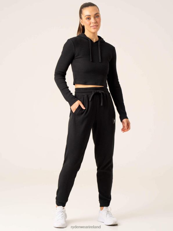 Ryderwear Wowaffle Lounge Hoodie Black Women Clothing 4Z2T788