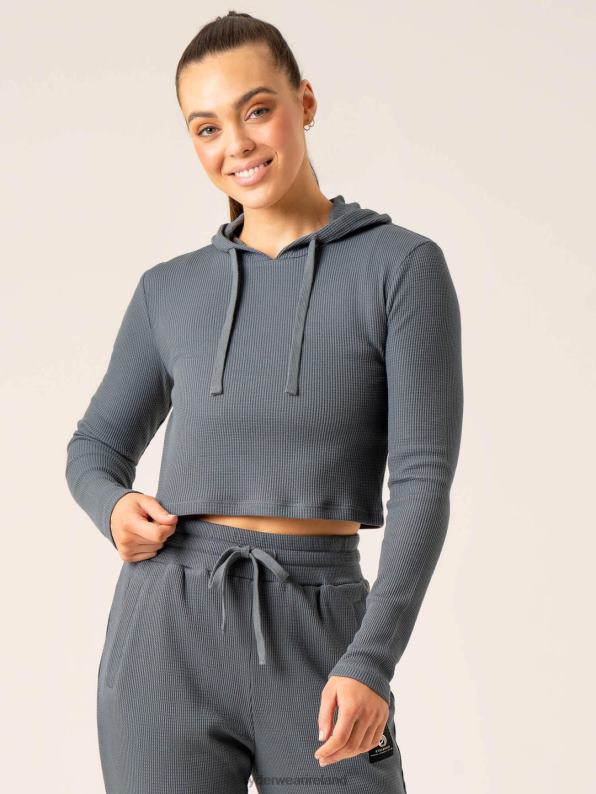 Ryderwear Wowaffle Lounge Hoodie Steel Blue Women Clothing 4Z2T786