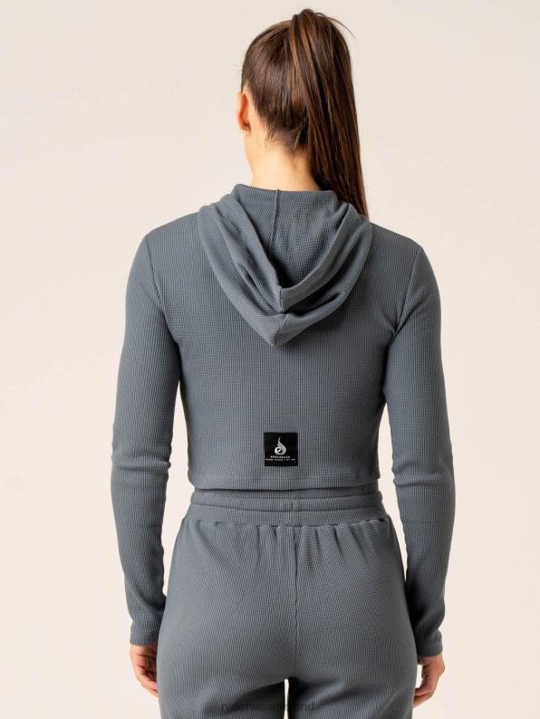 Ryderwear Wowaffle Lounge Hoodie Steel Blue Women Clothing 4Z2T786