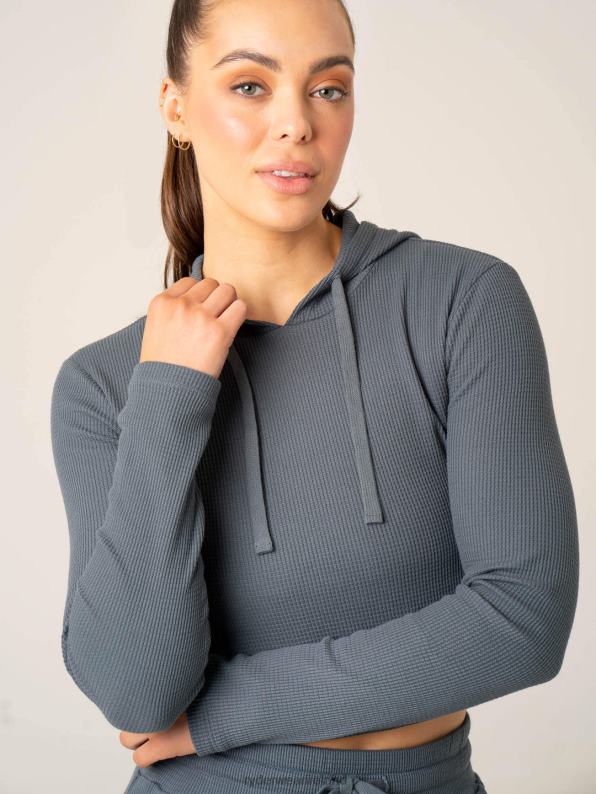 Ryderwear Wowaffle Lounge Hoodie Steel Blue Women Clothing 4Z2T786