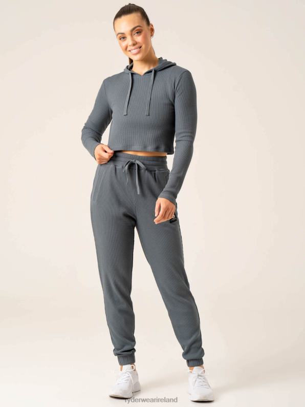 Ryderwear Wowaffle Lounge Hoodie Steel Blue Women Clothing 4Z2T786
