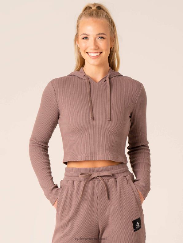 Ryderwear Wowaffle Lounge Hoodie Taupe Women Clothing 4Z2T787