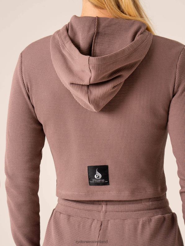Ryderwear Wowaffle Lounge Hoodie Taupe Women Clothing 4Z2T787