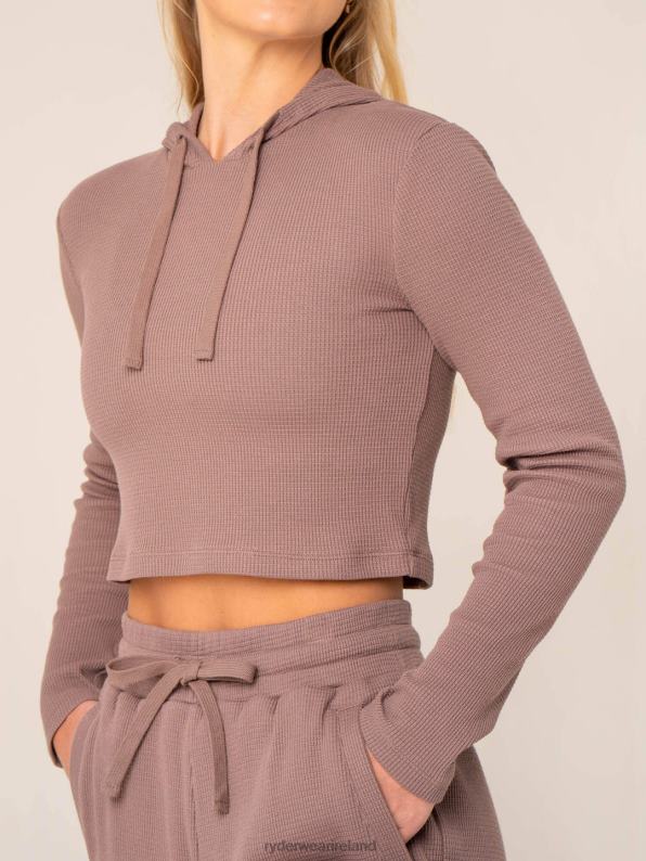 Ryderwear Wowaffle Lounge Hoodie Taupe Women Clothing 4Z2T787