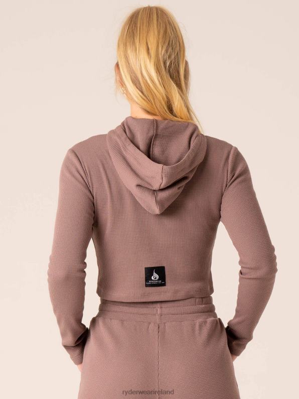 Ryderwear Wowaffle Lounge Hoodie Taupe Women Clothing 4Z2T787