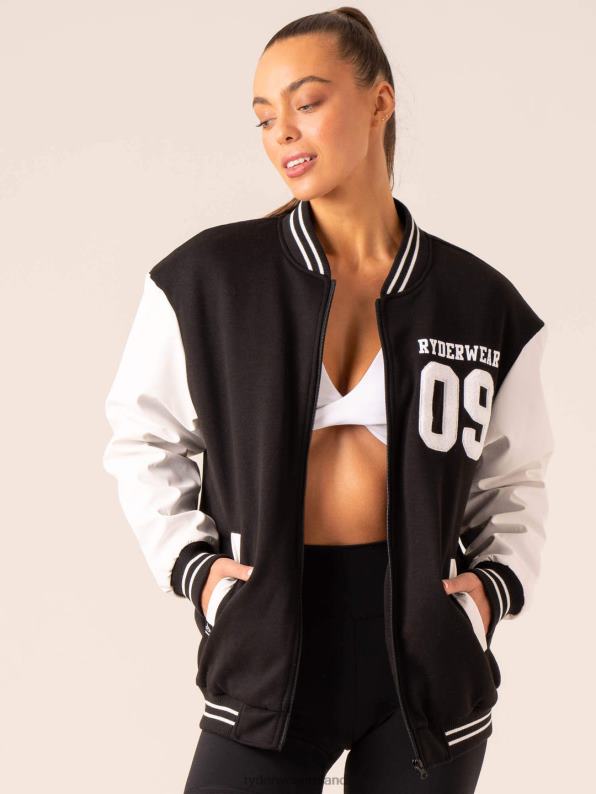 Ryderwear Varsity Bomber Jacket Black/Vanilla Women Clothing 4Z2T760