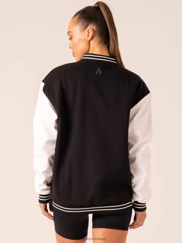 Ryderwear Varsity Bomber Jacket Black/Vanilla Women Clothing 4Z2T760