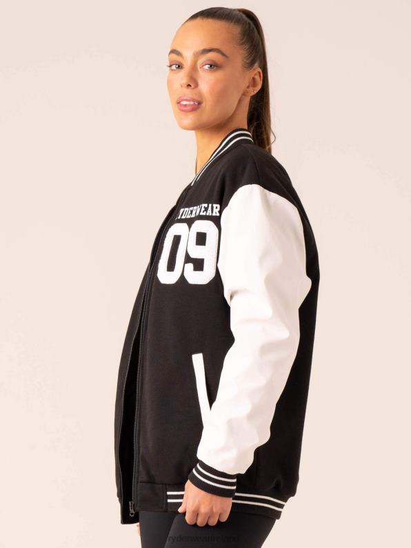Ryderwear Varsity Bomber Jacket Black/Vanilla Women Clothing 4Z2T760