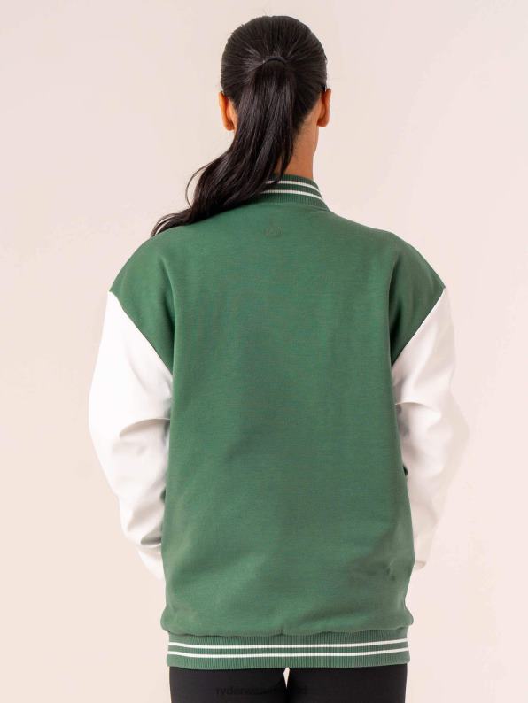 Ryderwear Varsity Bomber Jacket Green/Vanilla Women Clothing 4Z2T759