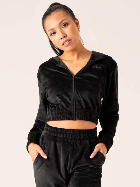 Ryderwear Velour Track Jacket Black Women Clothing 4Z2T806