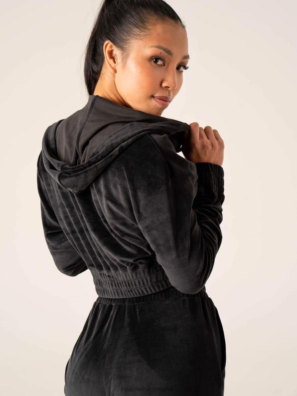 Ryderwear Velour Track Jacket Black Women Clothing 4Z2T806