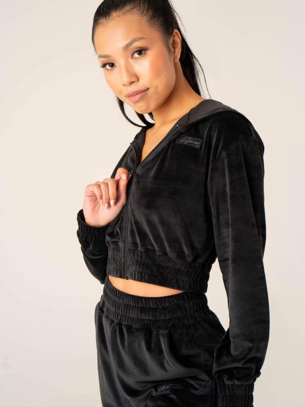 Ryderwear Velour Track Jacket Black Women Clothing 4Z2T806