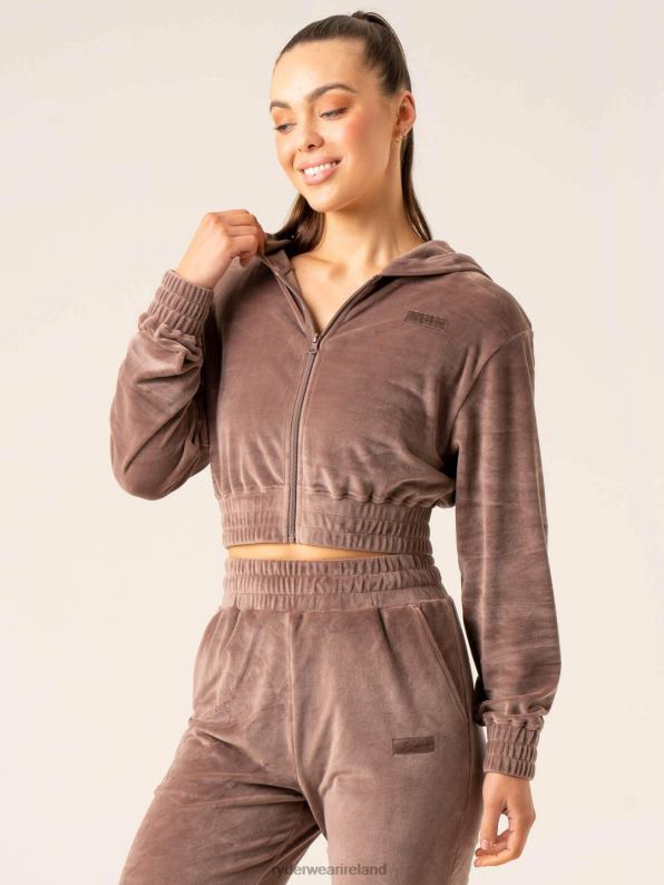 Ryderwear Velour Track Jacket Taupe Women Clothing 4Z2T805