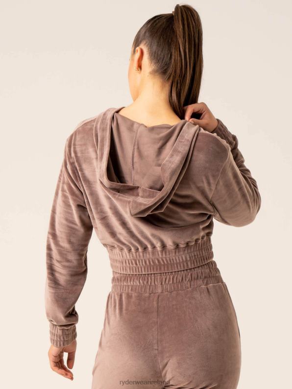 Ryderwear Velour Track Jacket Taupe Women Clothing 4Z2T805