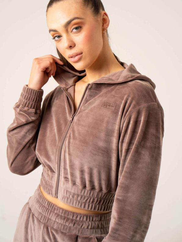 Ryderwear Velour Track Jacket Taupe Women Clothing 4Z2T805