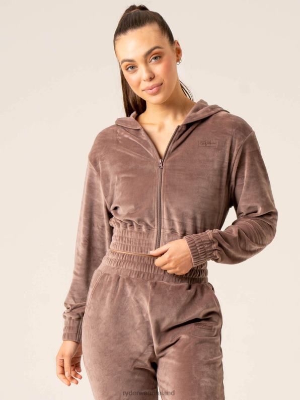 Ryderwear Velour Track Jacket Taupe Women Clothing 4Z2T805