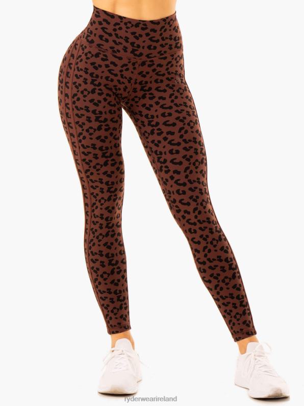 Ryderwear Evolution High Waisted Scrunch Leggings Chocolate Leopard Women Clothing 4Z2T101