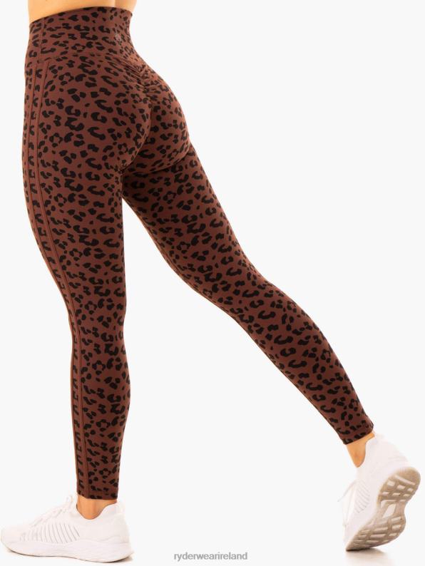 Ryderwear Evolution High Waisted Scrunch Leggings Chocolate Leopard Women Clothing 4Z2T101