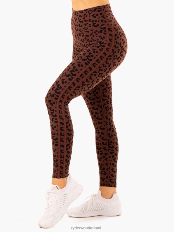 Ryderwear Evolution High Waisted Scrunch Leggings Chocolate Leopard Women Clothing 4Z2T101