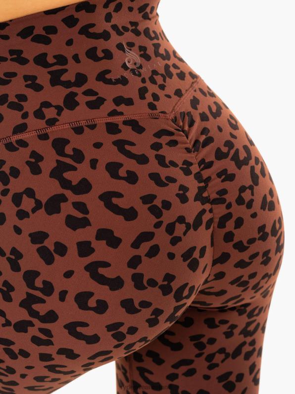 Ryderwear Evolution High Waisted Scrunch Leggings Chocolate Leopard Women Clothing 4Z2T101