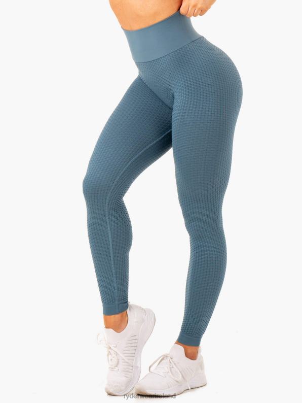 Ryderwear Honeycomb Scrunch Seamless Leggings Steel Blue Women Clothing 4Z2T110