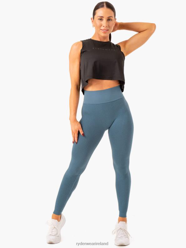 Ryderwear Honeycomb Scrunch Seamless Leggings Steel Blue Women Clothing 4Z2T110