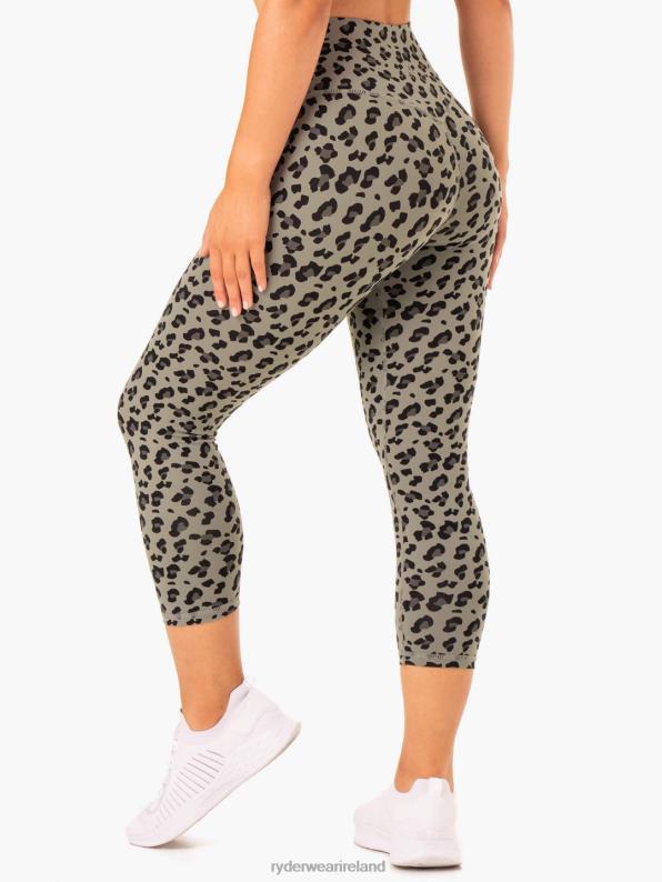 Ryderwear Hybrid 7/8 Leggings Khaki Leopard Women Clothing 4Z2T139