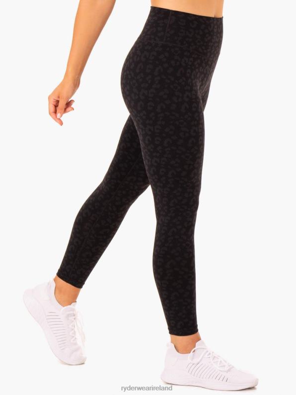 Ryderwear Hybrid Full Length Leggings Black Leopard Women Clothing 4Z2T134