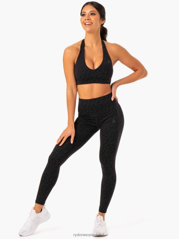 Ryderwear Hybrid Full Length Leggings Black Leopard Women Clothing 4Z2T134