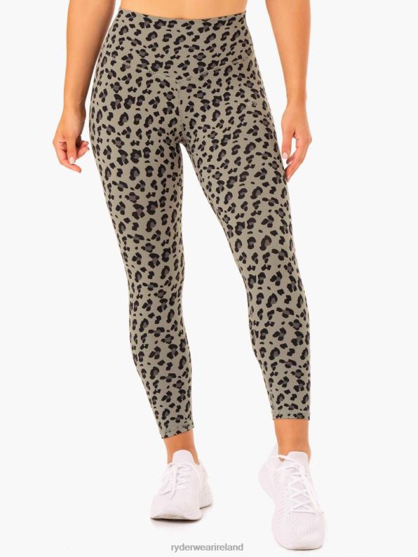 Ryderwear Hybrid Full Length Leggings Khaki Leopard Women Clothing 4Z2T136