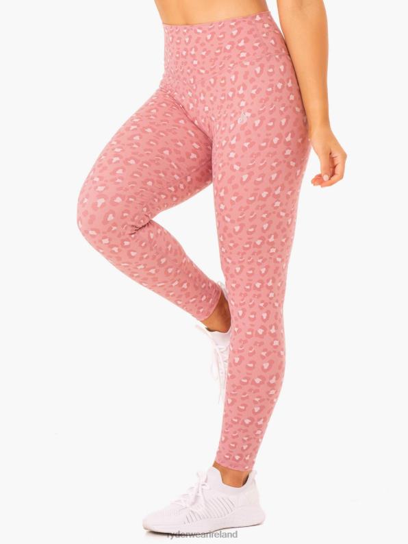 Ryderwear Hybrid Full Length Leggings Pink Leopard Women Clothing 4Z2T137