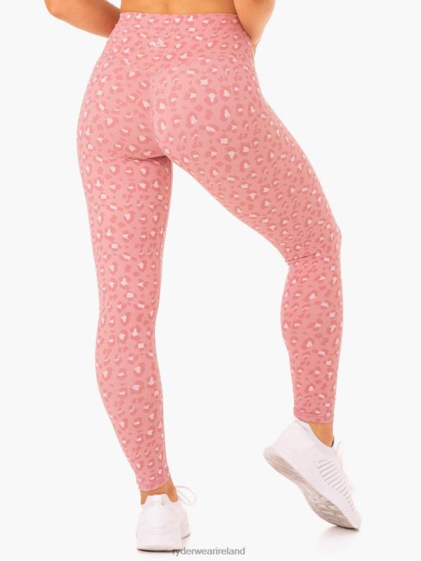 Ryderwear Hybrid Full Length Leggings Pink Leopard Women Clothing 4Z2T137