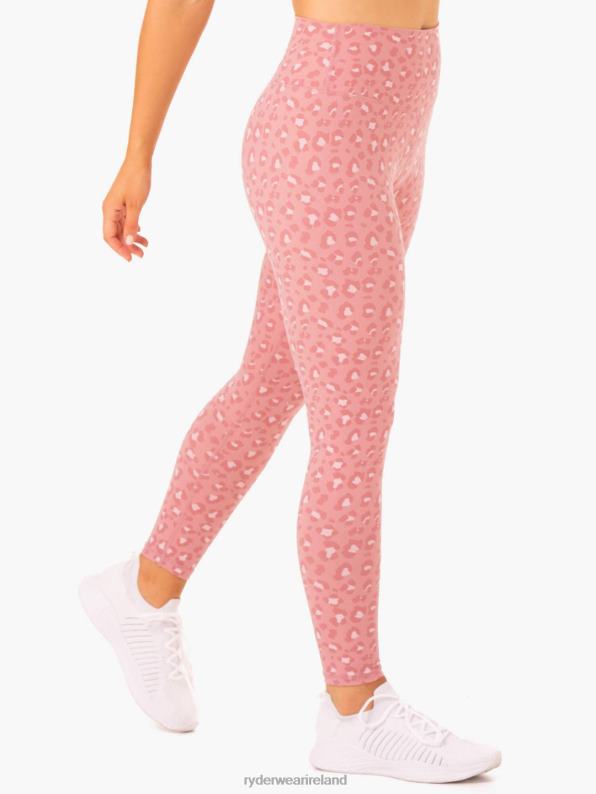 Ryderwear Hybrid Full Length Leggings Pink Leopard Women Clothing 4Z2T137