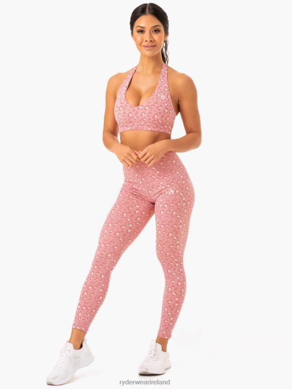 Ryderwear Hybrid Full Length Leggings Pink Leopard Women Clothing 4Z2T137