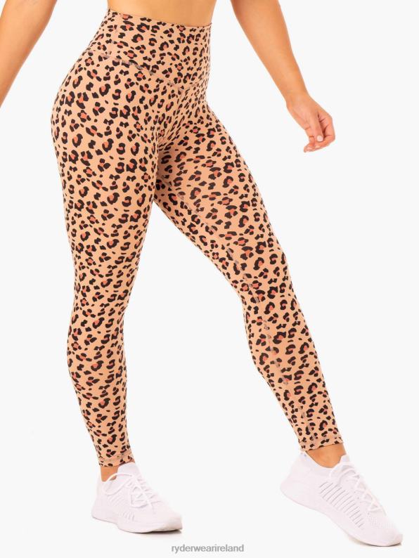 Ryderwear Hybrid Full Length Leggings Tan Leopard Women Clothing 4Z2T138