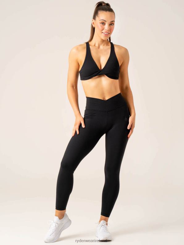 Ryderwear Momentum Cross Over Scrunch Leggings Black Women Clothing 4Z2T56