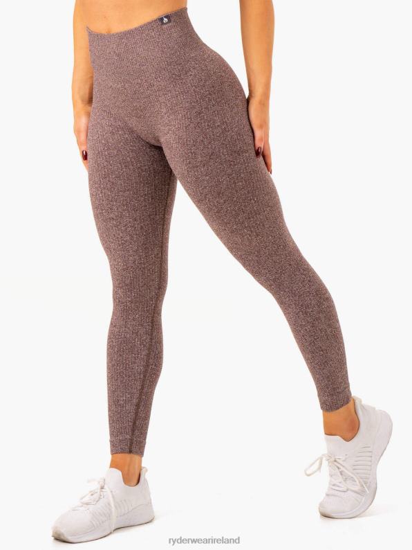 Ryderwear Rib Seamless Leggings Chocolate Marl Women Clothing 4Z2T106