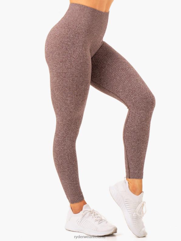Ryderwear Rib Seamless Leggings Chocolate Marl Women Clothing 4Z2T106