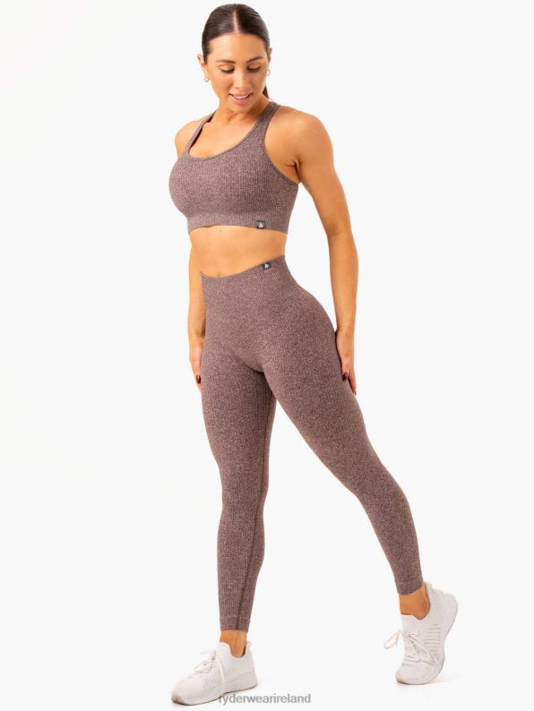 Ryderwear Rib Seamless Leggings Chocolate Marl Women Clothing 4Z2T106