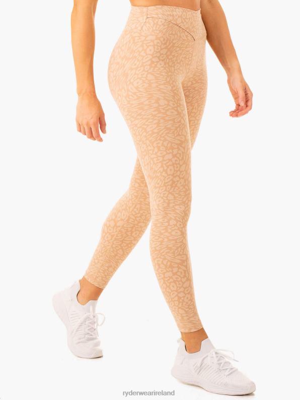 Ryderwear Rotation High Waisted Scrunch Leggings Sandstone Leopard Women Clothing 4Z2T82